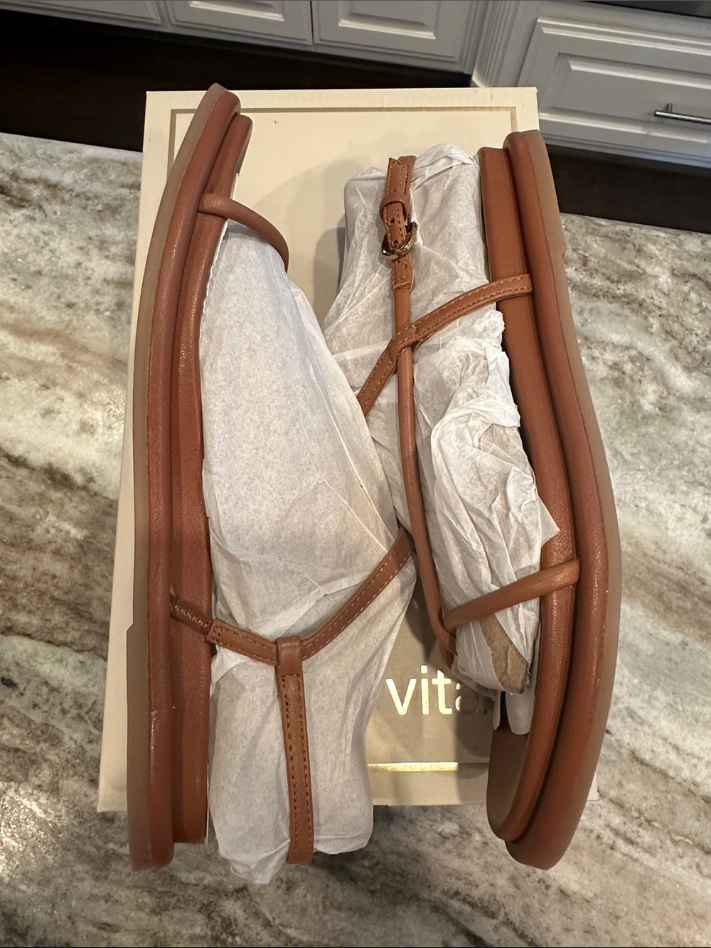 Dolce Vita DOM Leather Sandals Saddle Brown Size 8 NIB Cushioned Comfort - Picture 8 of 10